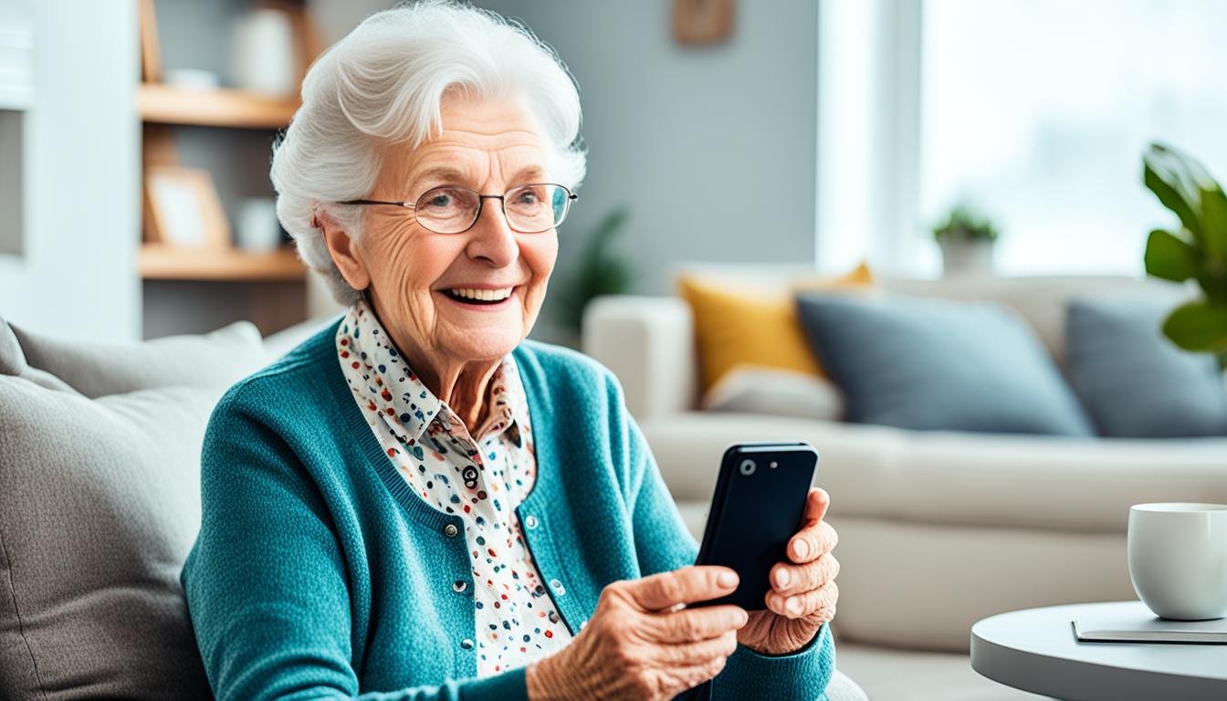 senior using smartphone
